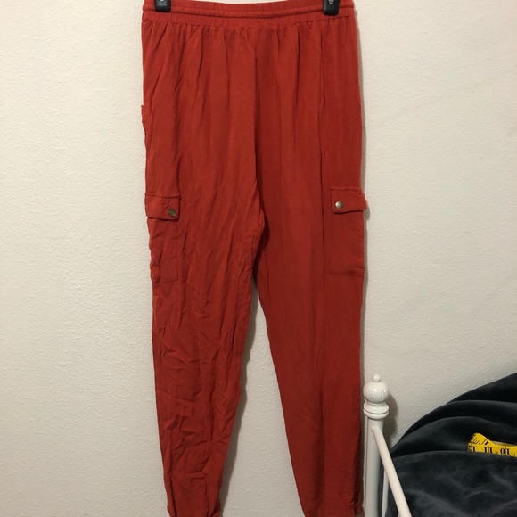 Orange Flowy Pants (size medium) - Picture 3 of 4